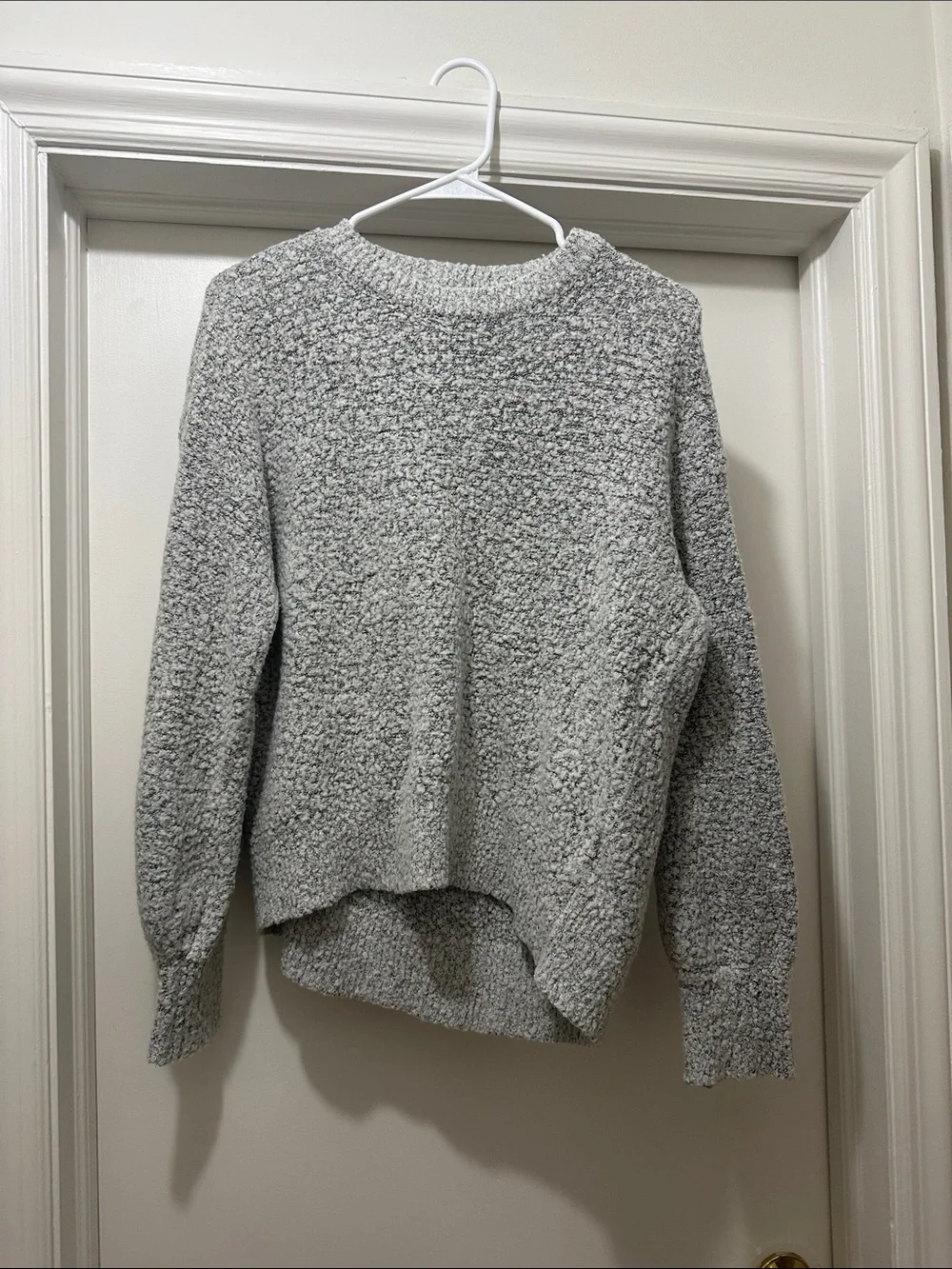 Old Navy Light Gray Bouclé Crewneck Sweater